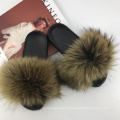 HSTX02-4 high quality raccoon fur slides 2020 new designed slippers for men